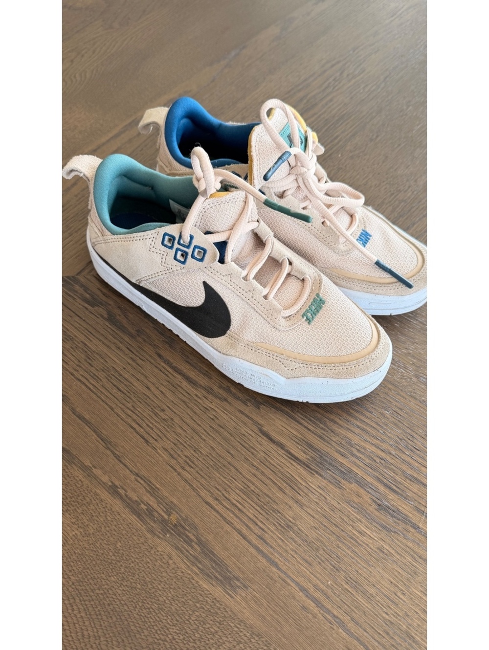 Kids’ Nike SB Zoom Blazer Low Pro GT Sneakers in Beige and Blue, Youth Size 3Y